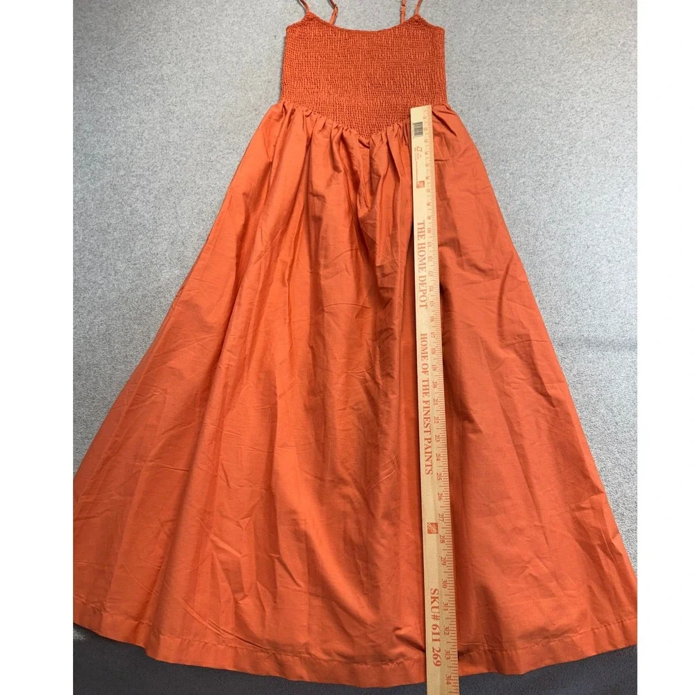 Abercrombie & Fitch Sydney Maxi Dress Womens XS Orange Smocked Bodice Boho Flowy